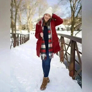 Beyove Womens Winter Wine Red Coat Removable Hood Faux Fur Lined Parka Pockets